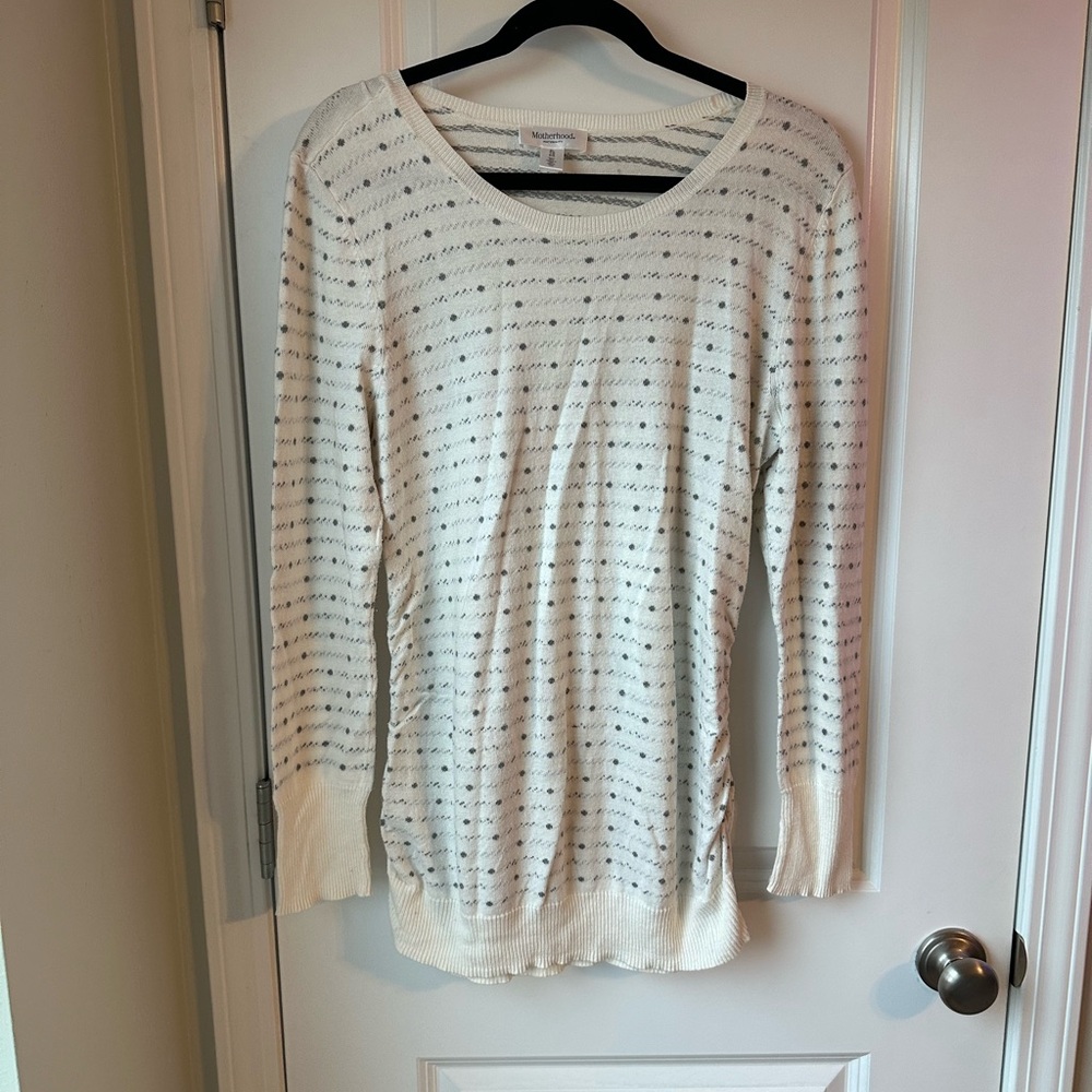 Motherhood Maternity Striped Knit Sweater XL Cream Gray 🤰